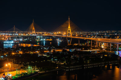 Illuminated city at night
