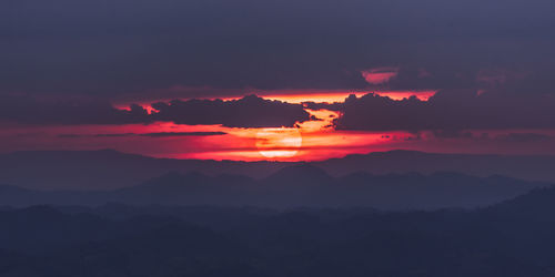 Scenic view of dramatic sky during sunset