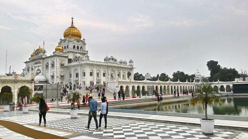 Tourists in front of historic building