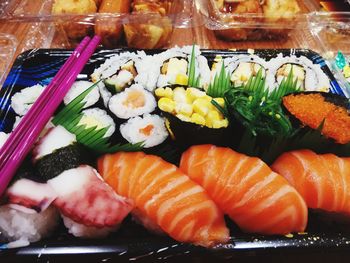 Close-up of sushi in plate