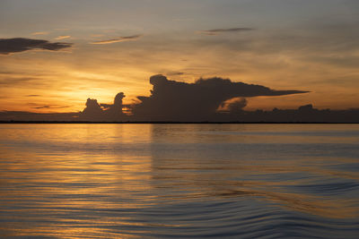 Beautiful colorful amazon sunset over the waters of negro river