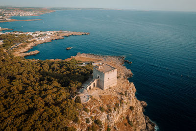 High angle view of sea against sky