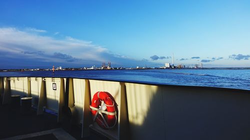 View of sea against blue sky