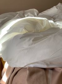 Close-up of white sleeping in bed
