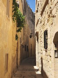 Narrow alley amidst buildings in city