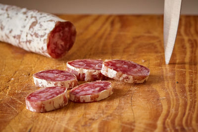 Close-up of bread on cutting board