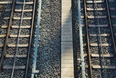 High angle view of railroad station platform