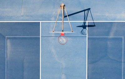 High angle view of basketball hoop against wall