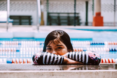 Portrait of girl in swimming pool