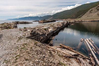 Scenic view of lake against sky