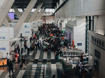 High angle view of people at airport