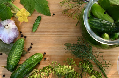 High angle view of food on table