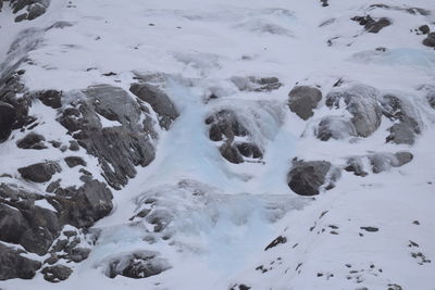 Scenic view of snow covered land