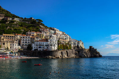 Amalfi coast and clear blue sky