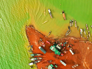 High angle view of garbage on water