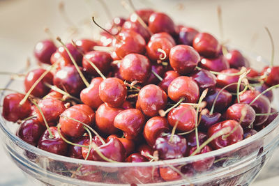 Close-up of cherries in bowl