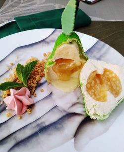 High angle view of meal served in plate