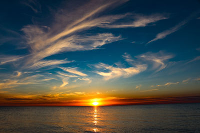 Scenic view of sea against sky during sunset