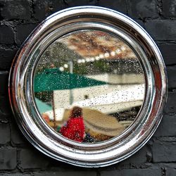 Close-up of wet glass window in rainy season