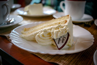 Close-up of cake served on plate
