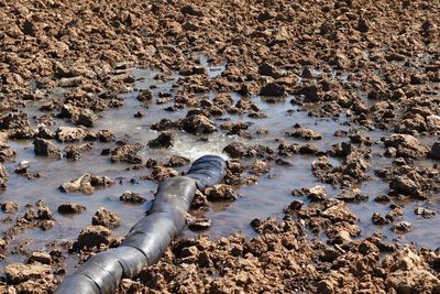 High angle view of water pipe