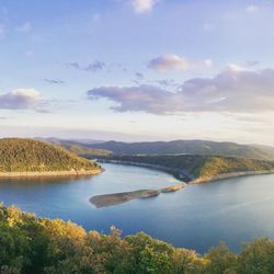 Scenic view of lake against sky