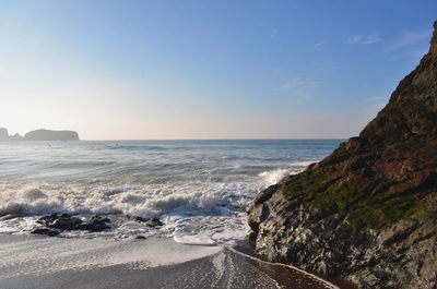 Scenic view of sea against clear sky