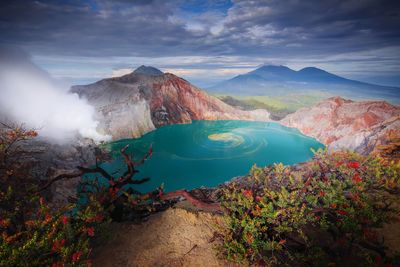 Scenic view of mountains against sky