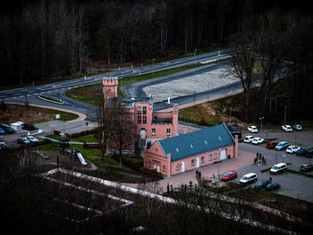 High angle view of cars on road
