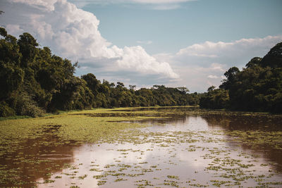 Scenic view of lake against sky