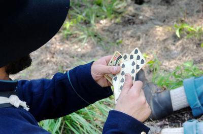 Low section of man playing