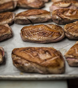 Close-up of meat on table