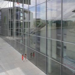 Reflection of modern buildings in city
