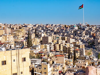 High angle view of buildings in city