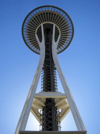 Low angle view of built structure against blue sky