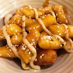 High angle view of pasta in plate