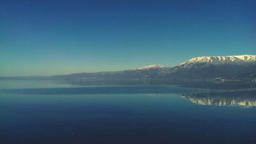 Scenic view of lake and mountains