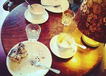 Close-up of coffee cup on table