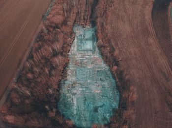 High angle view of lake amidst trees