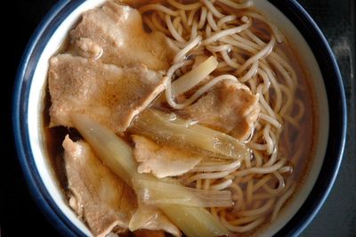 Directly above shot of soup in bowl