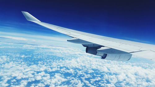 Cropped image of airplane flying over landscape