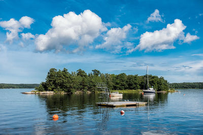 Scenic view of lake against sky