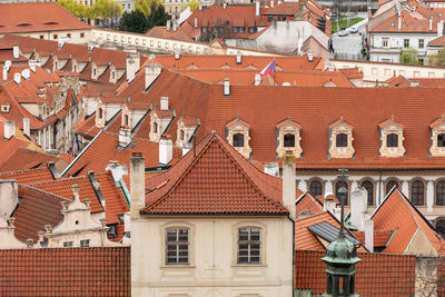 High angle view of buildings in city