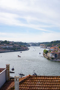 High angle view of sea against sky