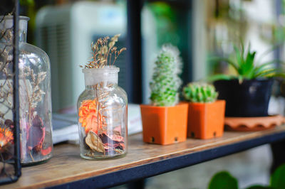 Close-up of glass jar on table