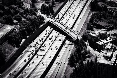 High angle view of cars on road