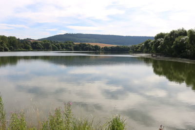 Scenic view of lake against sky