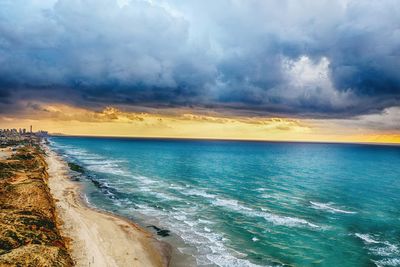 Scenic view of sea against sky during sunset