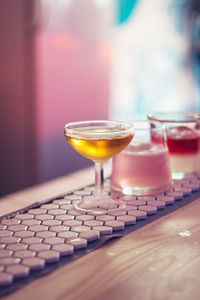 Close-up of cocktail glass on table