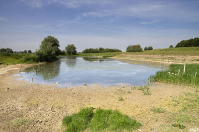 Scenic view of lake against sky